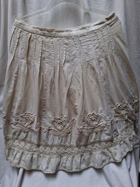 Bohemian Cafe Embroidered Cream Skirt